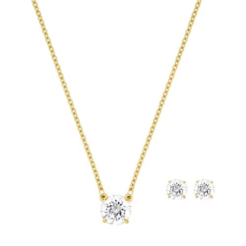 Conjunto Attract Round, Branco, Revestido em Tom de Ouro