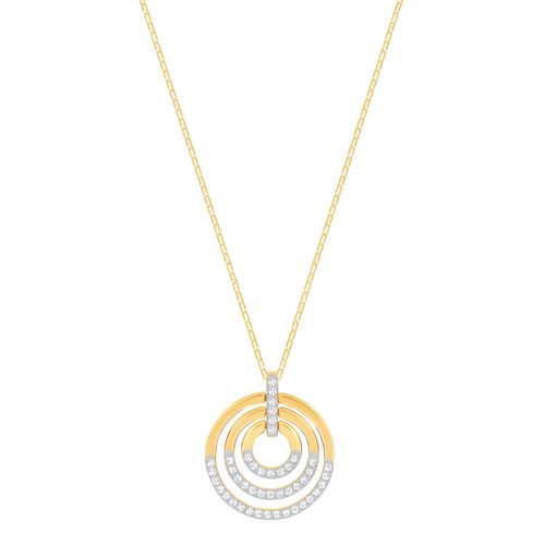 Pingente Circle, Médio, Branco, Revestido em Tom de Ouro