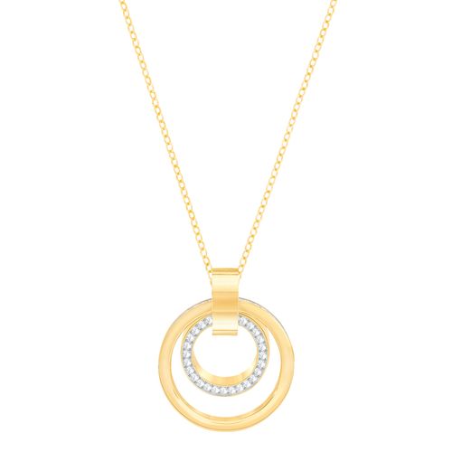 Pingente Hollow, Médio, Branco, Revestido em Tom de Ouro