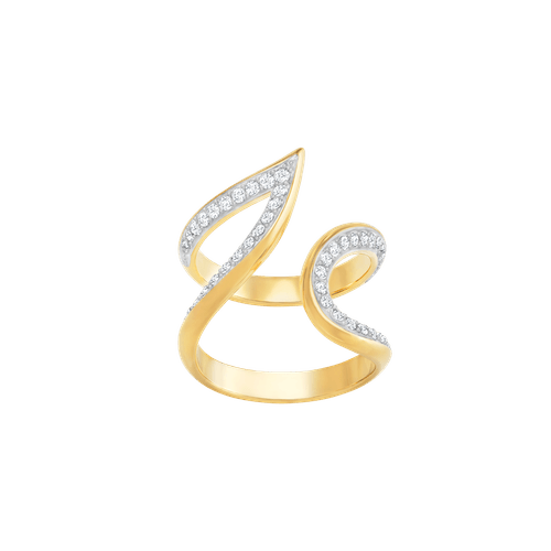 Anel Groove, Branco, Revestido em Tom de Ouro