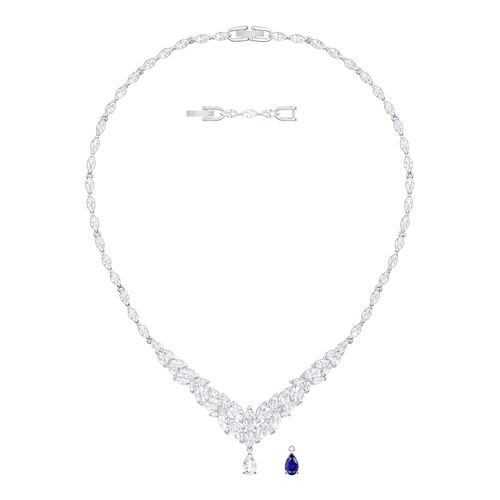 Colar Louison, Grande, Branco, Revestido a Ródio