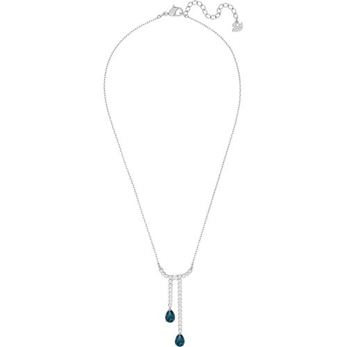 Colar em Y Vintage, Branco, Revestido a Ródio