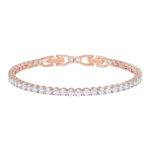 Pulseira Tennis Deluxe, Branca, revestida em tom de ouro rosa