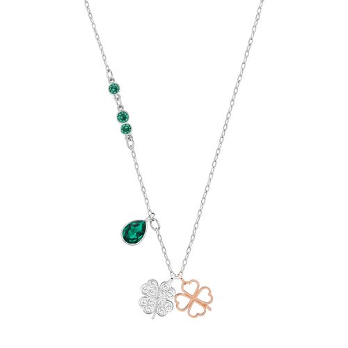 Colar Swarovski Symbolic Clover, Verde, Mix de Metais