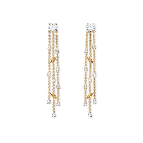 Brincos Botanical Tassel, Branco, Revestido em Tom de Ouro