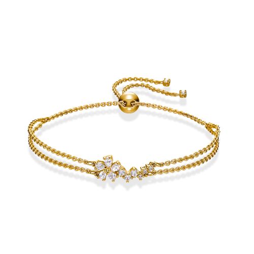 Pulseira Botanical, Branco, Revestido em Tom de Ouro
