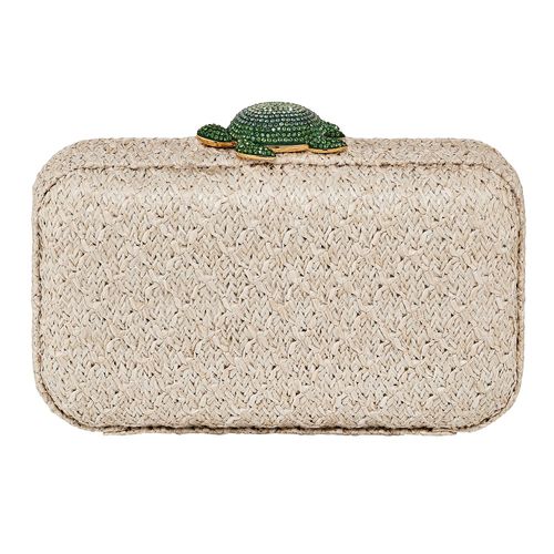 Bolsa Mustique Sea Life Turtle, Bege, Revestido em Tom de Ouro