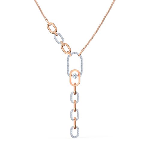 Colar em Y Swarovski Sparkling Dance North, branco, acabamento em vários metais