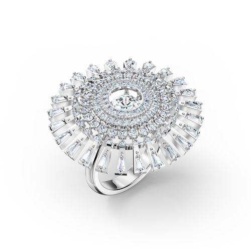 Anel Swarovski Sparkling Dance Dial Up, branco, banhado a ródio