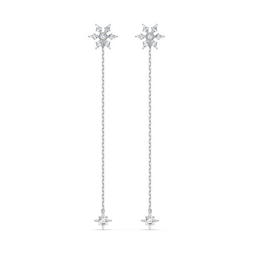 Brincos para orelhas furadas Magic Chain, brancos, banhados a ródio