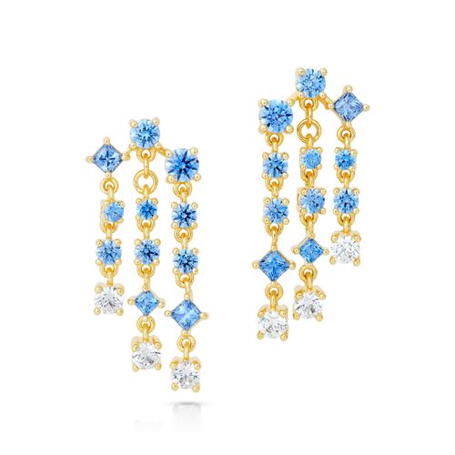 Brinco de Lustre Icons of Film, azul, banhados a ouro