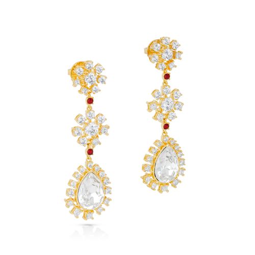 Brinco de Flor Icons of Film, vermelho, banhado a ouro