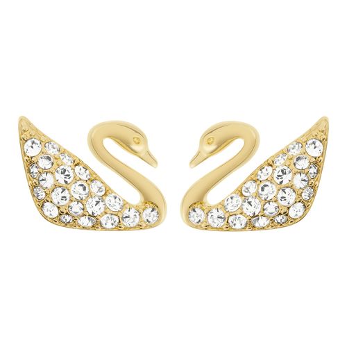 Brincos Swan Mini, Branco, Revestido em Ouro