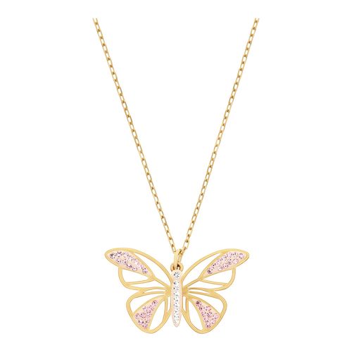 Colar Butterfly, Rosa, Revestido em Tom de Ouro