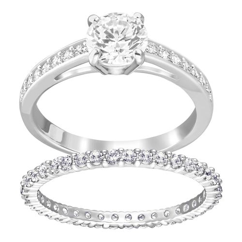 Conjunto de Anéis I Do, Branco, Revestidos a Ródio