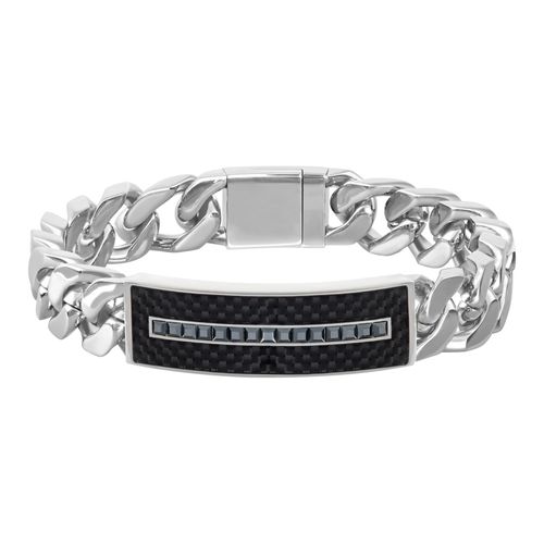 Pulseira Diagonal, Preto, Revestido a Ródio