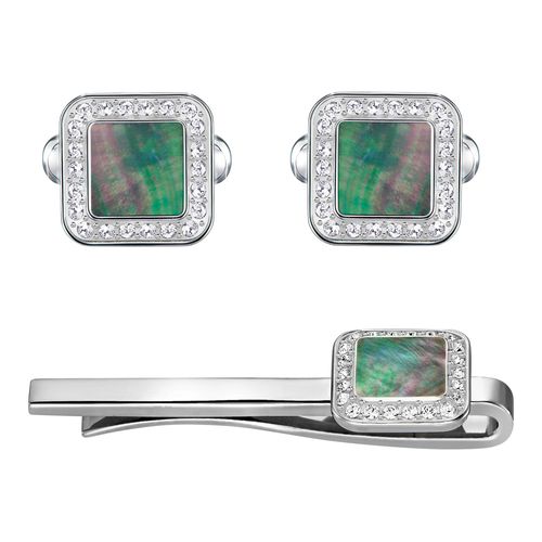 Abotoaduras Effect Square, Madreperóla Negra, Aço Inoxidável