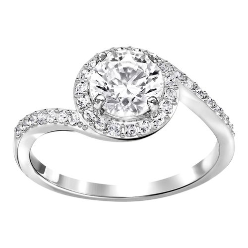 Anel Attract Swirl, Branco, Revestido a Ródio