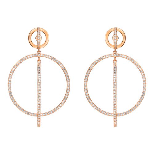 Brincos Flash, Branco, Revestidos em Tom de Ouro Rosa