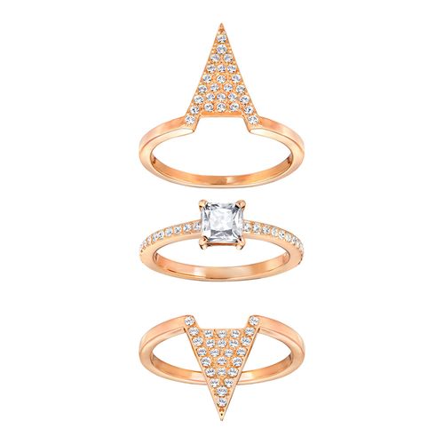 Conjunto de Anéis Funk, Branco, Revestido em Tom de Ouro Rosa