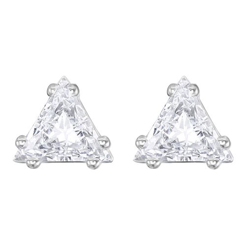 Brincos Attract Triangle, Branco, Revestidos a Ródio