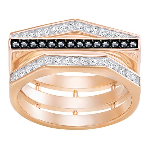 Anel Geometry, Preto, Revestido em Tom de Ouro Rosa