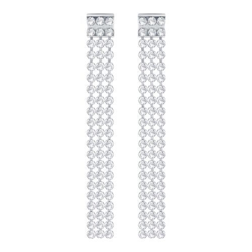 Brincos Fit Long Pierced, Branco, Revestidos em Paládio