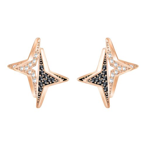 Brincos Halve Stud, Pretos, Revestidos em Tom de Ouro Rosa