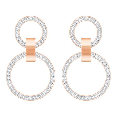 Brincos Hollow Chandelier, Branco, Revestidos em Tom de Ouro Rosa