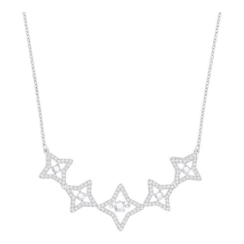 Colar Sparkling Dance Star, Médio, Branco, Revestido a Ródio