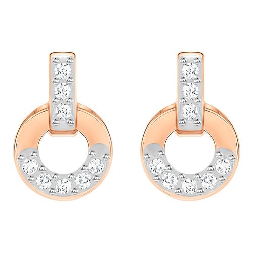 Brincos Circle Stud, Branco, Revestidos em Tom de Ouro Rosa