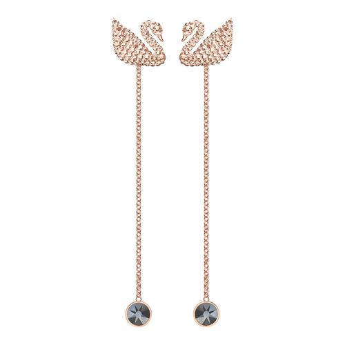 Brincos Iconic Swan, Branco, Revestido em Tom de Ouro Rosa