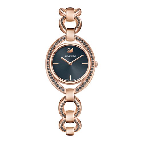 Relógio Stella, Pulseira de Metal, Cinza Escuro, Revestido em Tom de Ouro Rosa