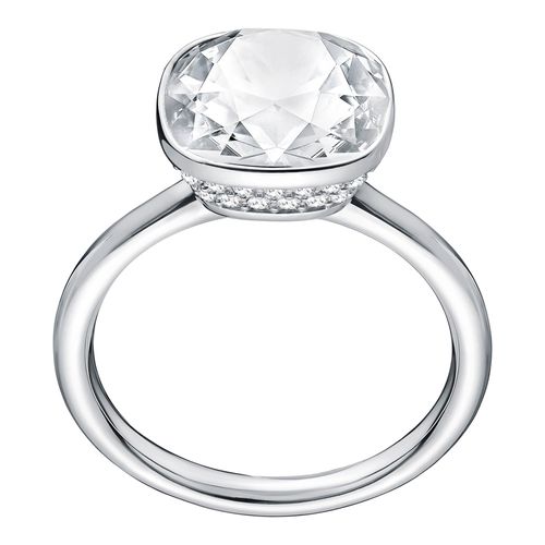 Anel Lattitude Cocktail, Branco, Revestido a Ródio