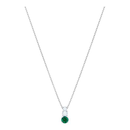 Colar Attract Trilogy Round, Verde, Revestido a Ródio