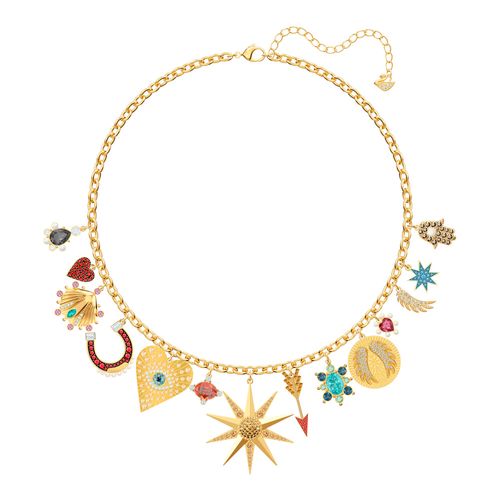 Colar Lucky Goddess Charms, Multicolor, Revestido em Tom de Ouro