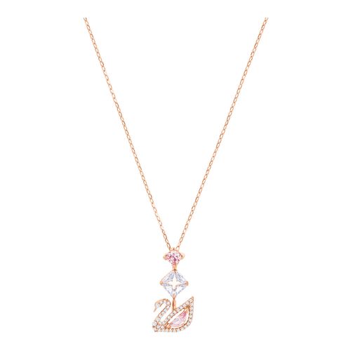 Colar em Y Dazzling Swan, Multicolor, Revestido em Tom de Ouro Rosa