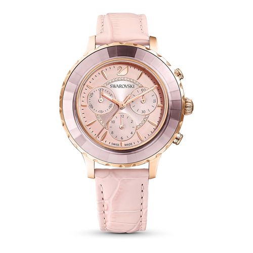 Relógio Octea Lux Chrono, Pulseira de Couro, Rosa, Revestido em Tom de Ouro Rosa