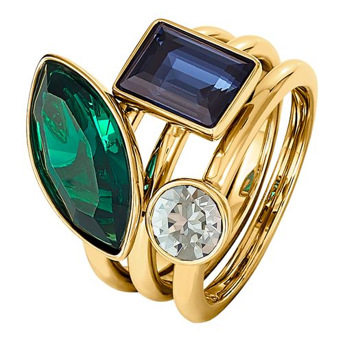 Conjunto de Anéis Bamboo, Multicolor, Revestido em Tom de Ouro