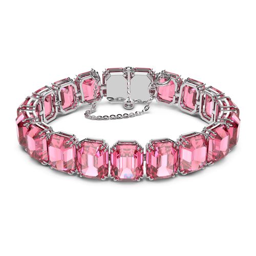 Pulseira Millenia, Cristais de corte octógono, Rosa, Lacado a ródio