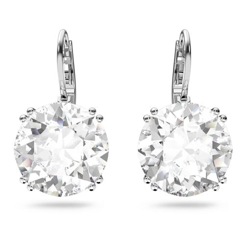 Brincos Millenia, Cristal de lapidação redonda, Branco, Banhado a ródio