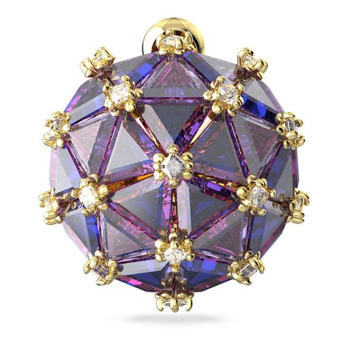 Brinco Curiosa, Único, Redonda, Azul, Banho de Ouro