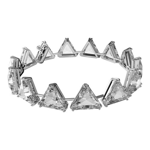 Pulseira Millenia, Cristais de lapidação triangular pontiaguda, Branco, banhado a ródio