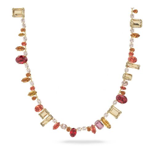 Colar Gema, Extra compridos, multicolorido, Banho de Ouro