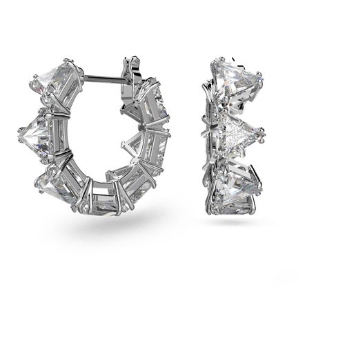 Brincos argola Millenia, Zircónia triangular Swarovski , multicolorido, Banho de Ródio