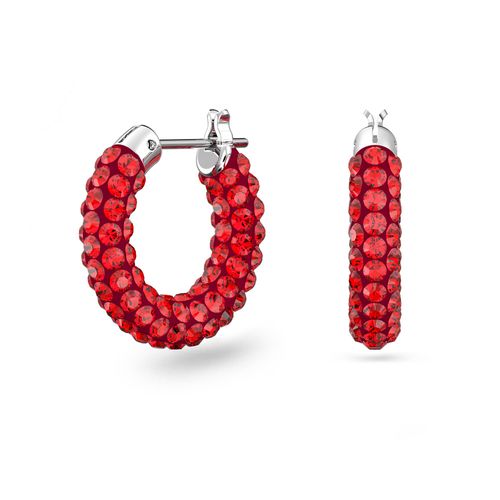 Brincos argola Tigris, Vermelho, Banho de Ródio