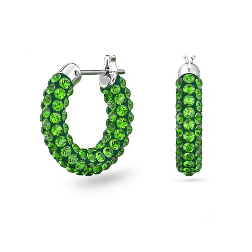 Brincos argola Tigris, Verde, Banho de Ródio