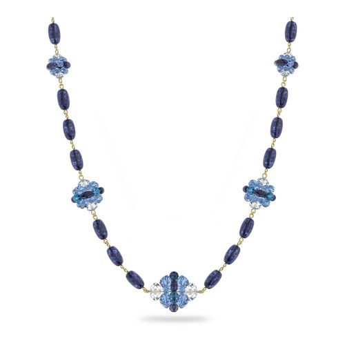 Colar Somnia, Extra compridos, Azul, Banho dourado