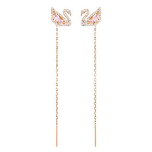 Brincos Dazzling Swan, Multicolor, Revestido em Tom de Ouro Rosa