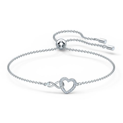 Pulseira Swarovski Infinity Heart, Branco, Revestida a Ródio